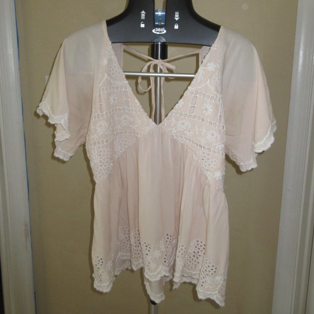 Light Pink V-neck Blouse